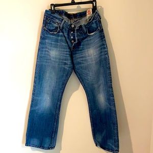 Ezra Fitch Mens Boot Cut Loose Dark Wash Straight Leg Jeans size 32x32